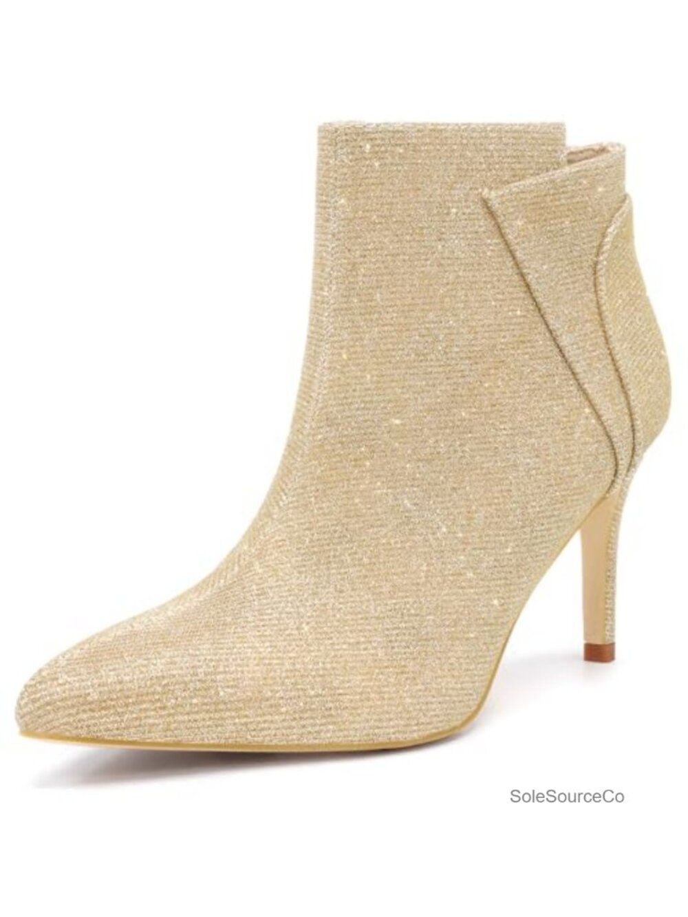 Glitter Pointed Toe Stiletto Heel Ankle Boots Zipper Booties